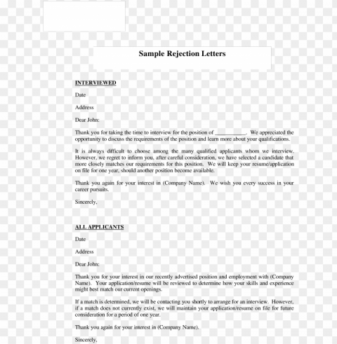 job applicant rejection letter sample valid free job - sample applicant denial letter for job PNG Image with Transparent Cutout