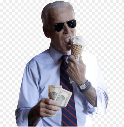 joe biden eating ice cream ClearCut PNG Isolated Graphic