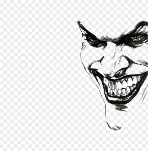 joker black smiling face silhouette sketch drawing Transparent Cutout PNG Isolated Element