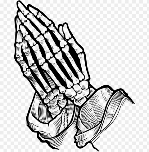 jpg royalty free download clipart of praying hands - praying skeleton hands drawi PNG Graphic with Isolated Transparency