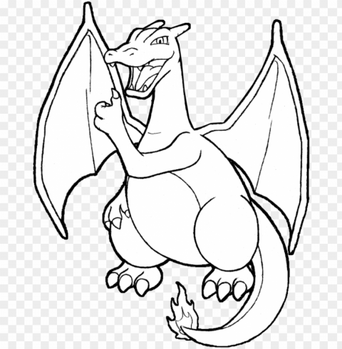 jpg download ash drawing charizard - line art Isolated PNG Image with Transparent Background