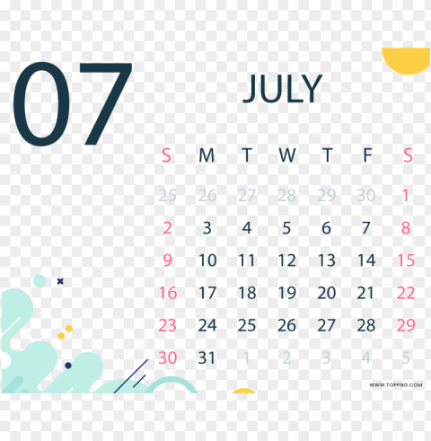 July 2023 Calendar Transparent Clear PNG