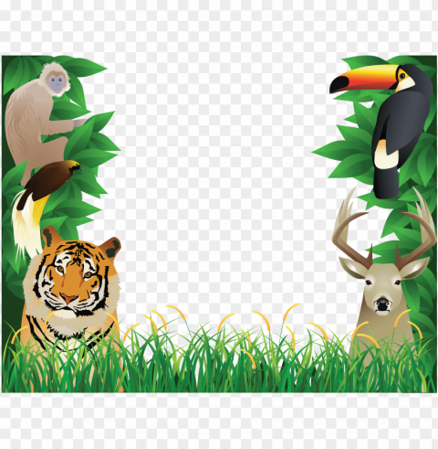 jungle animal background clipart - animal photo frame hd PNG for free purposes