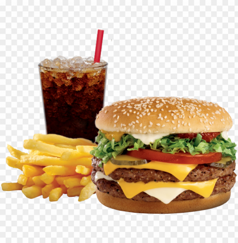 junk food cheeseburger sandwich french fries PNG with clear background set