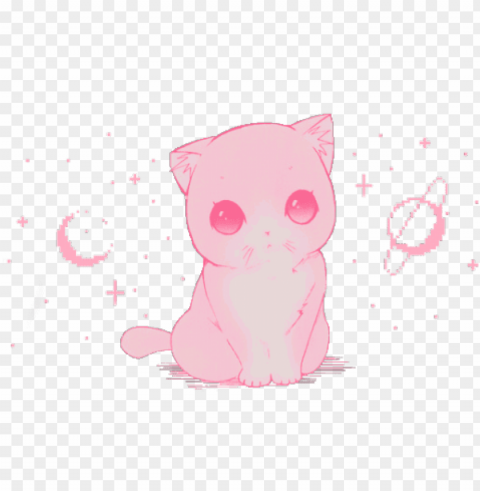 kawaii cats download - kawaii pink cat Isolated Item on Transparent PNG Format