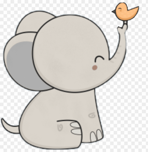 kawaii cute cartoon elephant Isolated Item with HighResolution Transparent PNG
