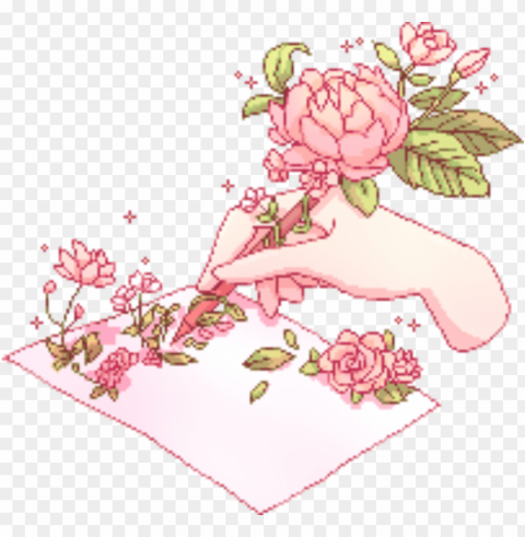 kawaii pixels tumblr flower kawaii pixels tumblr - garden roses Isolated Artwork with Clear Background in PNG