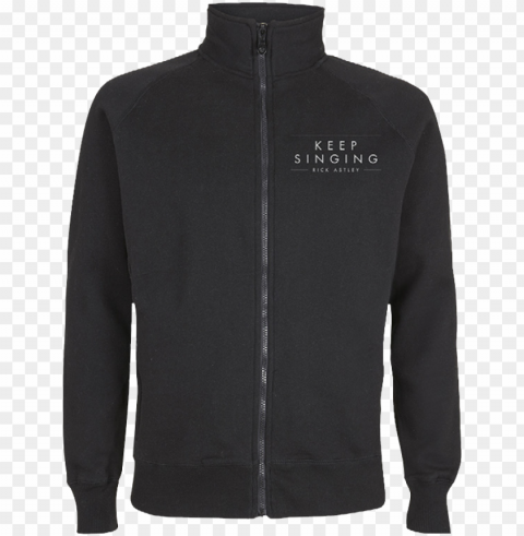 'keep singing' embroided fleece jacket rick astley - zegna techmerino wash and go Clean Background Isolated PNG Illustration