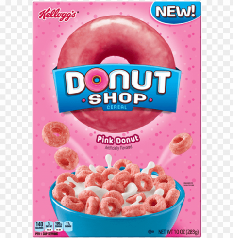 kellogg's donut shop cereal pink 453g - kellogg's donut shop cereal PNG Graphic Isolated on Clear Backdrop