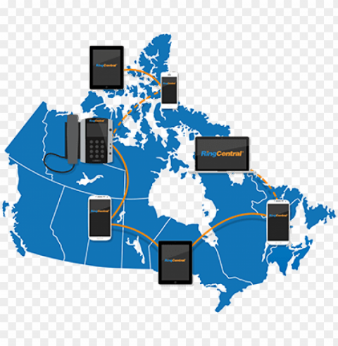 key features of a ringcentral phone system - map of canada in french PNG for presentations
