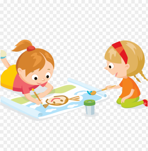 kids painting clipart Transparent PNG Isolated Object with Detail