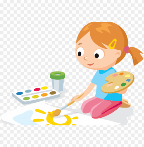 kids painting - children painting clipart Isolated Graphic with Clear Background PNG