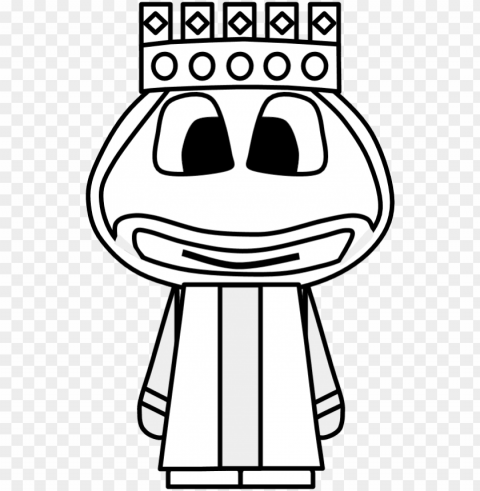 king crown big eyes cartoon person black and white - cartoo PNG with no background free download