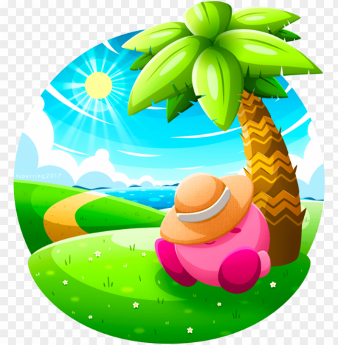kirby artwork by sleepless-piro - summer snooze PNG Image with Clear Isolated Object