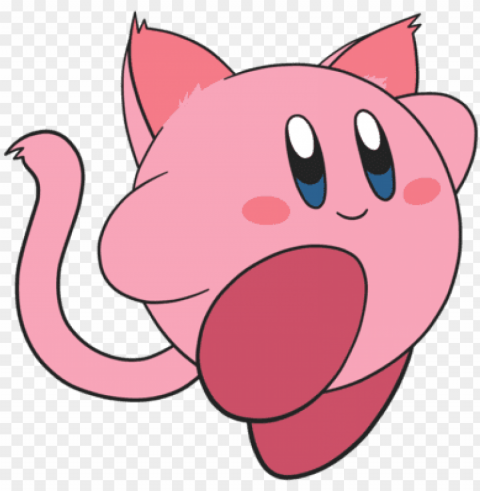 kirby with cat ears Isolated Subject with Clear Transparent PNG