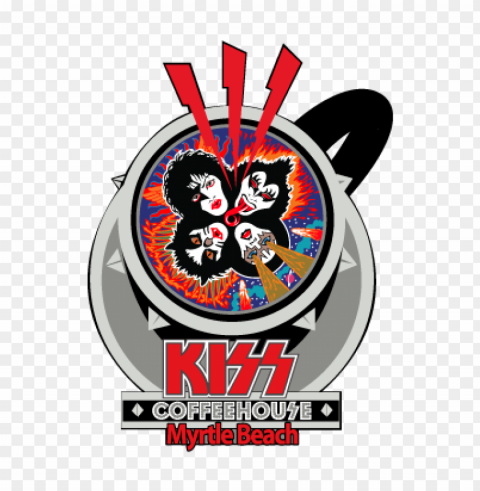 kiss rock n roll over coffee cup vector logo PNG for web design