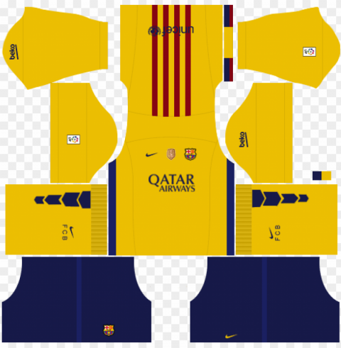 kit barcelona dls16 uniforme fora de casa 15 - kit dream league soccer 2018 brasil Transparent PNG Image Isolation