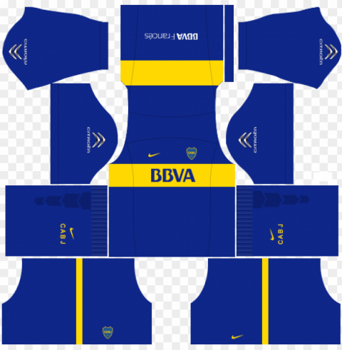 kit boca junior dls16 uniforme casa - spain kit dream league soccer 2018 Transparent PNG Isolated Artwork