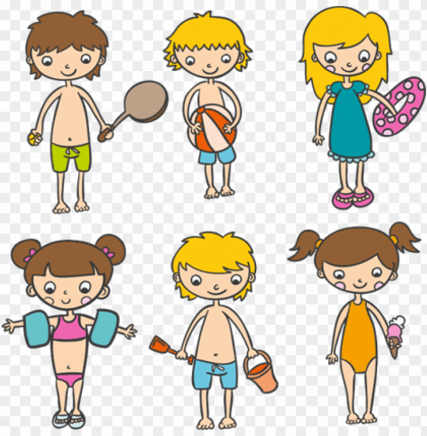 kit de vinilos infantiles niños felices en la playa - niños playa PNG cutout