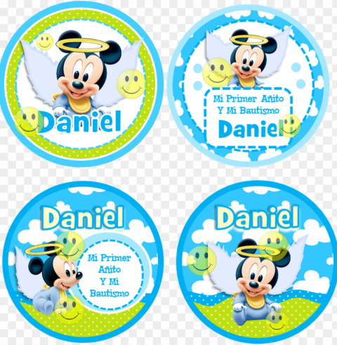 kit imprimible bautismo mickey bebe angelito con foto - baby disney Clean Background Isolated PNG Icon