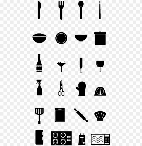 kitchen supply icon set - kitchen set icon PNG with Clear Isolation on Transparent Background