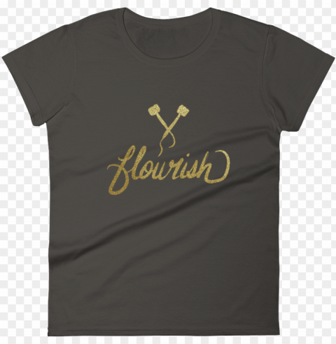 ladies gold flourish tee - always wear your crow Transparent Background PNG Isolated Pattern