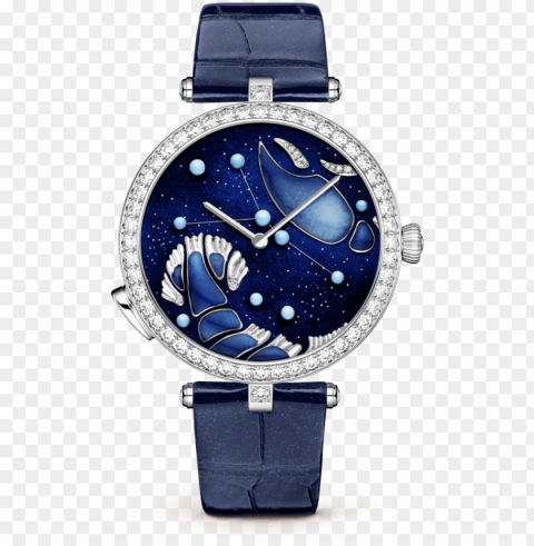 lady arpels zodiac lumineux cancer watchpearly alligator Isolated Object on HighQuality Transparent PNG