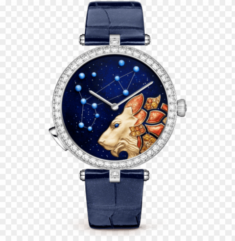 lady arpels zodiac lumineux leo watchpearly alligator - lady arpels 12 星座 PNG with transparent bg