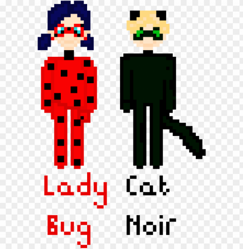 lady bug and cat noir from miraculous - pixel art miraculous PNG transparent pictures for projects
