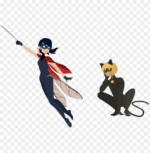 ladybug and chat noir by dashurie - miraculous tales of ladybug & cat noir PNG Image with Isolated Element