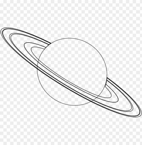 lanet clipart black and white - saturn outline Isolated Illustration with Clear Background PNG
