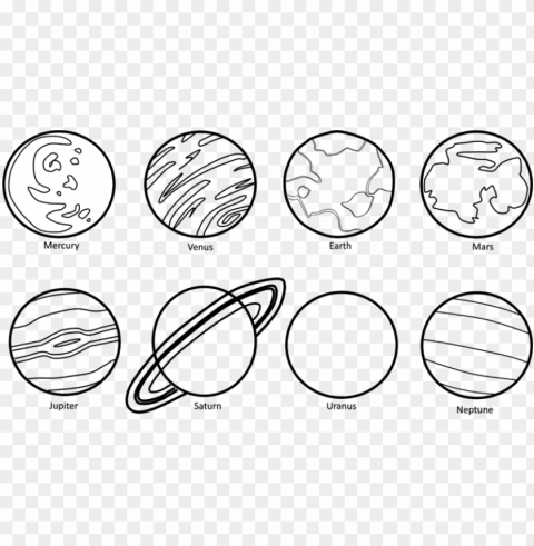 lanets clipart black u0026 w - black and white pictures of planets Transparent PNG Isolated Object Design