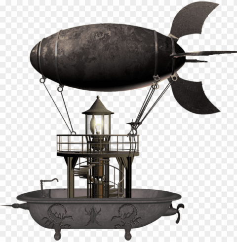 laptop vanessa lloyd flying ship - steampunk flying machine Transparent Background Isolation of PNG