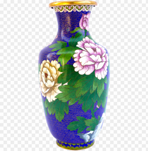 large antique japanese cloisonné vase - vase Transparent Background PNG Isolated Element