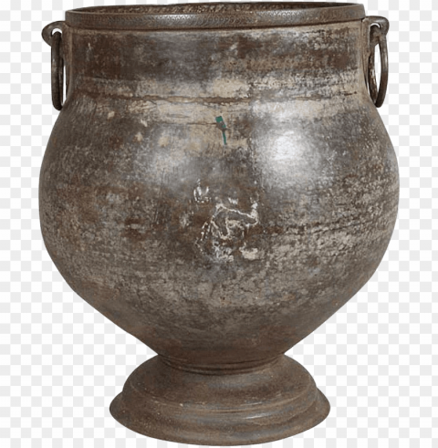 large south indian hammered brass water storage pot - earthenware Isolated Artwork in HighResolution Transparent PNG
