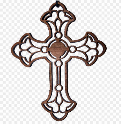 laser cut cross from cherry wood - laser Transparent Background PNG Isolated Character