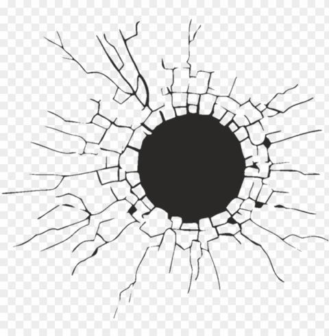 lass hole cracked cracking cracks ground overlay wall - round hole in wall Isolated Element in Transparent PNG