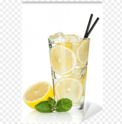 lass of lemonade with lemon and mint wall mural - lemon juice Transparent PNG Isolated Item with Detail
