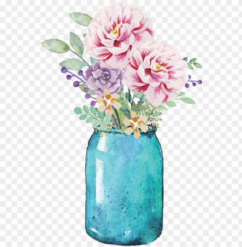 lauren baxter flowers in - mason jar flowers PNG for t-shirt designs