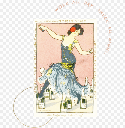 laying card with illustration of women dancing around - illustratio PNG Image Isolated with Transparency