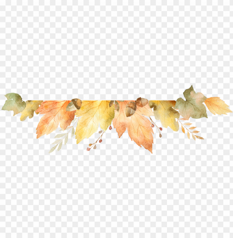 leaf border - watercolor fall leaves banner ClearCut Background Isolated PNG Art