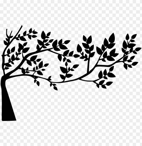 leaf clipart silhouette - tree with leaves silhouette PNG Image Isolated with Clear Background