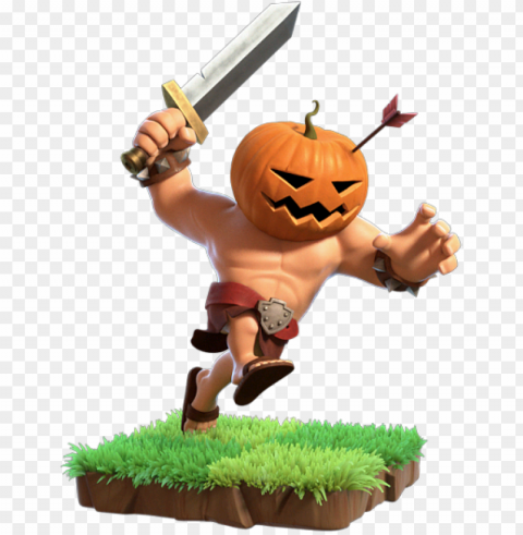 leave it to the barbarian to use a gourd as a helmet - clash of clans pumpkin barbaria PNG with no background free download