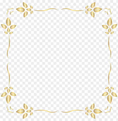 leaves square gold golden frame border squareframe - border decorations yellow Clear Background PNG Isolated Element Detail
