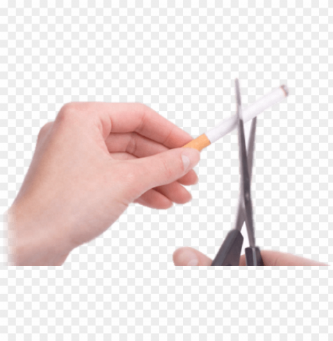 left hand holding unlit cigarette right hand holding - hand holding scissors Transparent Background Isolated PNG Icon