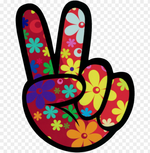 left hand peace fingers - hippie stickers Free PNG download no background