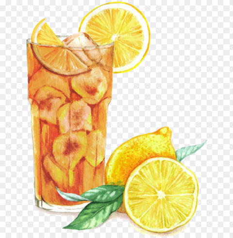lemonade watercolor - lemon ice tea watercolor Transparent Background PNG Isolated Character