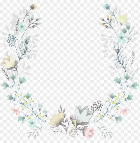 light flowers hand drawn garland decorative elements - wedding invite november 3 2018 PNG images for websites