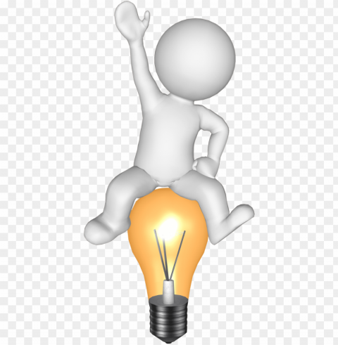 lightbulb clipart idea man - 3d man light bulb Isolated Element with Clear PNG Background