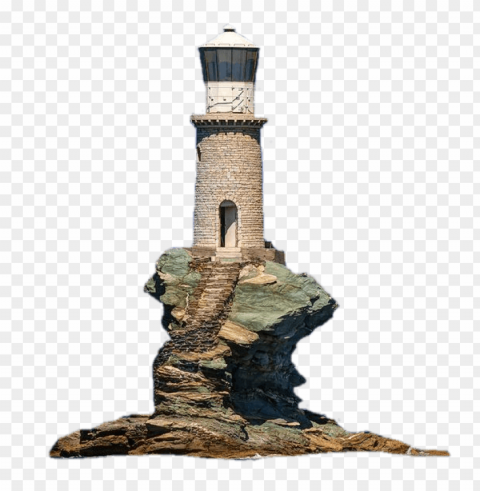 Lighthouse On Rock PNG Design Elements